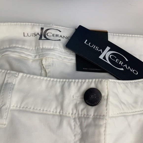 Luisa Cerano Soft Raw Hem Skinny Jeans White NWT - Picture 8 of 9
